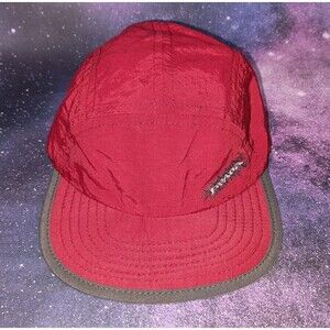 Prana 5 Panel Hat Cap Red Adjustable Strap Soft Brim Reflective